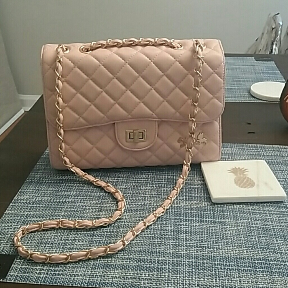 SALE!RB Vegan MilanoDiamondCheck Shoulder Bag-Pink - Picture 3 of 7